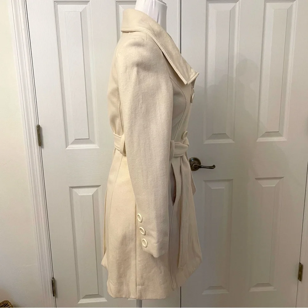 Guess Cream Winter White Long Belted Trench Coat - Picture 5 of 14